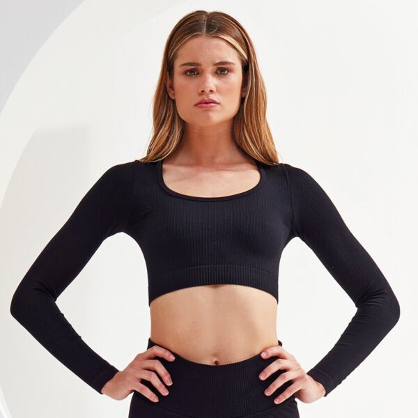 Women’s TriDri® ribbed seamless '3D Fit' crop top Thumbnail